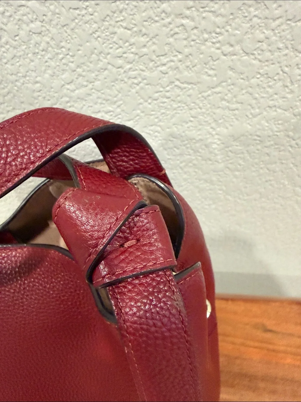 kate spade knott Burgundy red Pebbled Leather Shoulder Bag